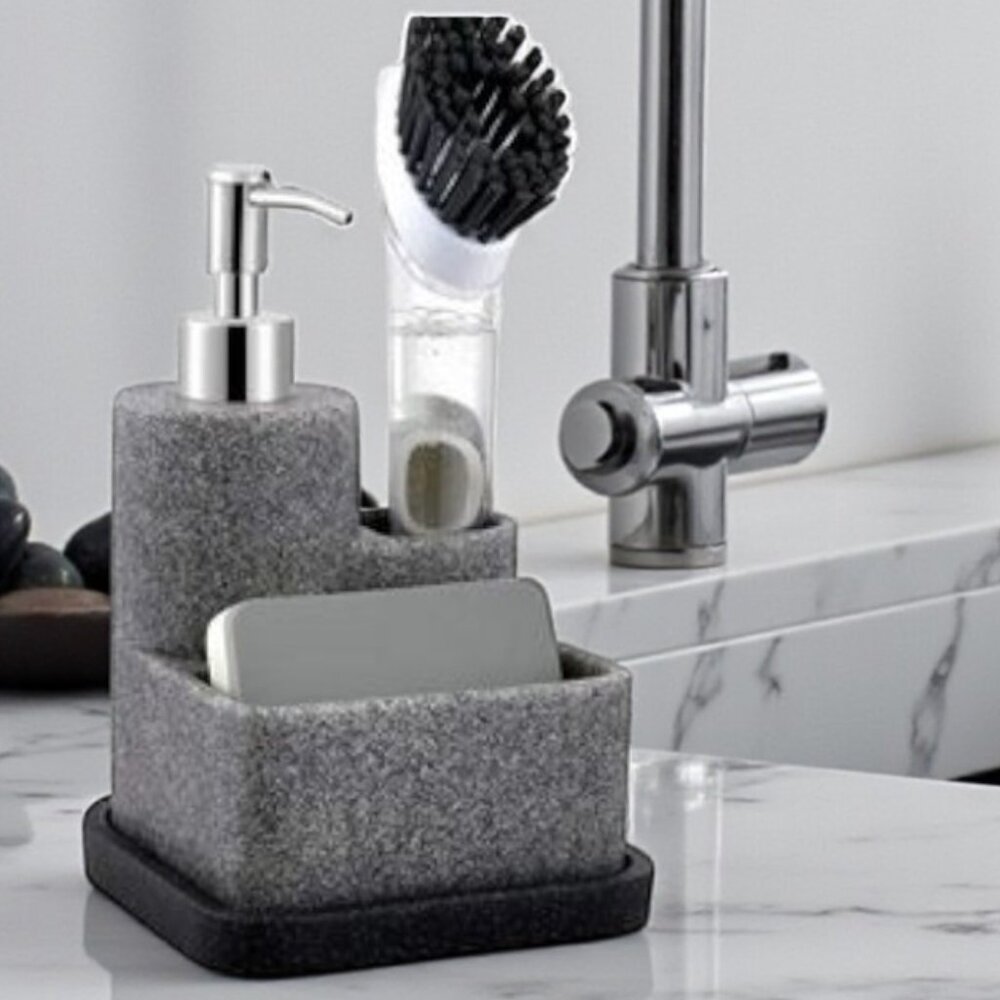 ZCCZ 3-in-1 Resin Soap Dispenser & Sink Caddy